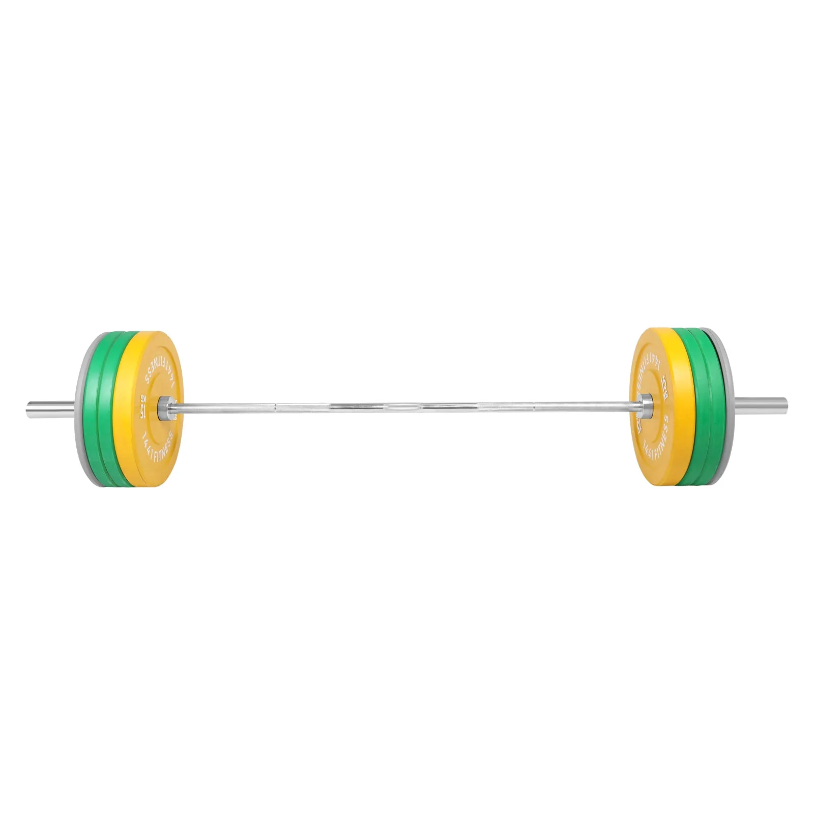1441 Fitness Premium Color Rubber Bumper Plates Set - 100 Kg / 7 Ft Barbell
