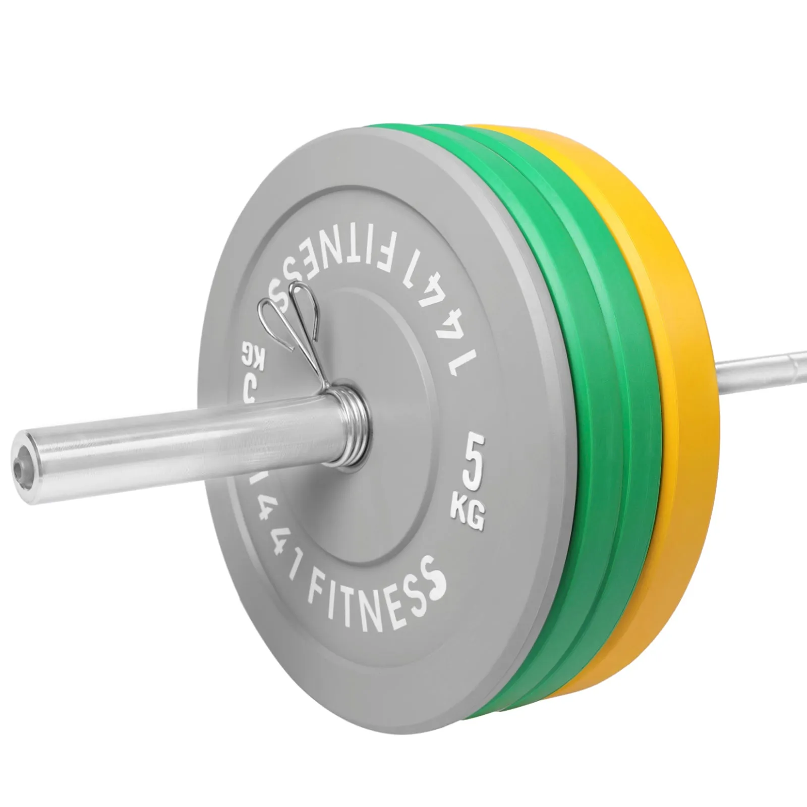 1441 Fitness Premium Color Rubber Bumper Plates Set - 100 Kg / 7 Ft Barbell