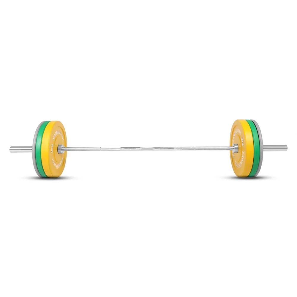 1441 Fitness Premium Color Rubber Bumper Plates Set - 80 Kg / 7 Ft Barbell
