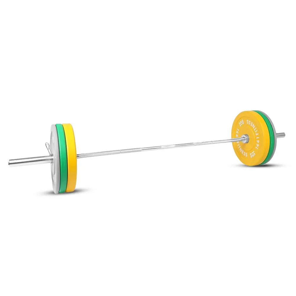 1441 Fitness Premium Color Rubber Bumper Plates Set - 80 Kg / 7 Ft Barbell