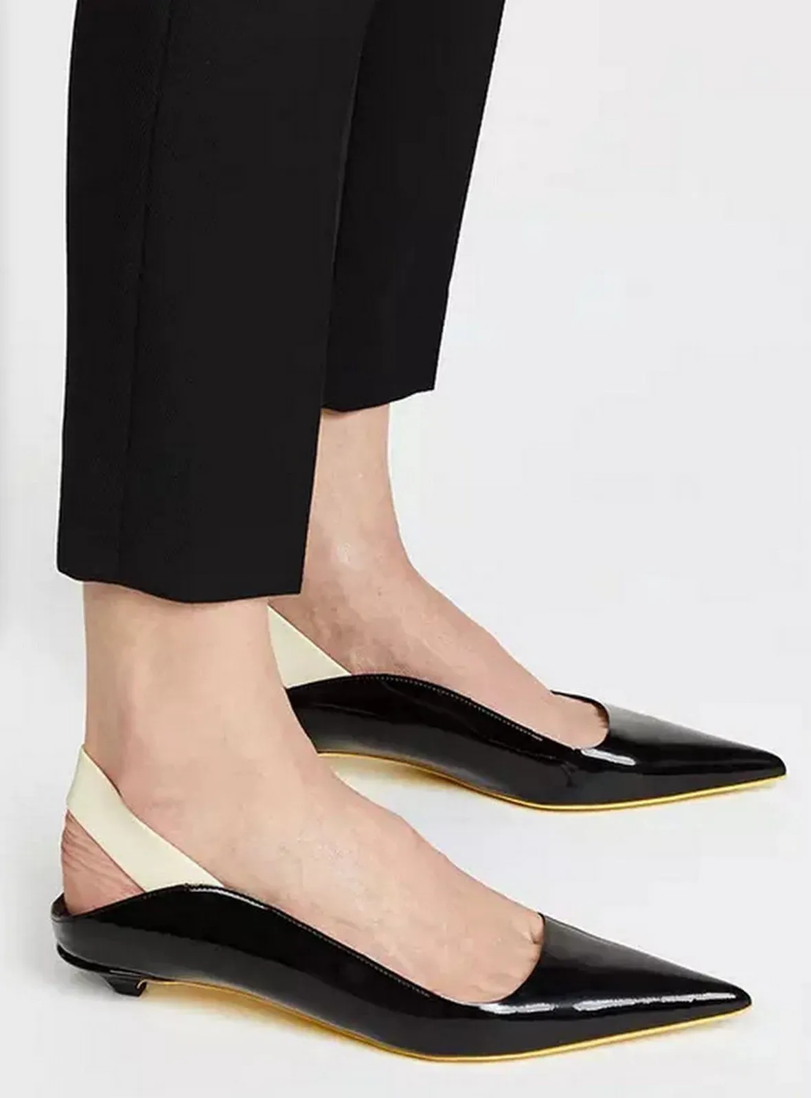 20mm Patent Leather Slingback Flats