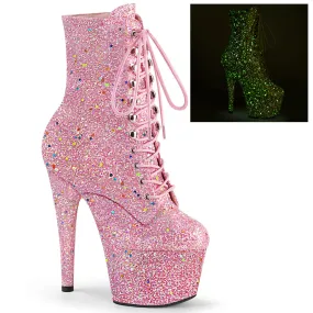Adore 1020GDLG Pink UV Glitter Platform Ankle Boots 7"High Heels Direct