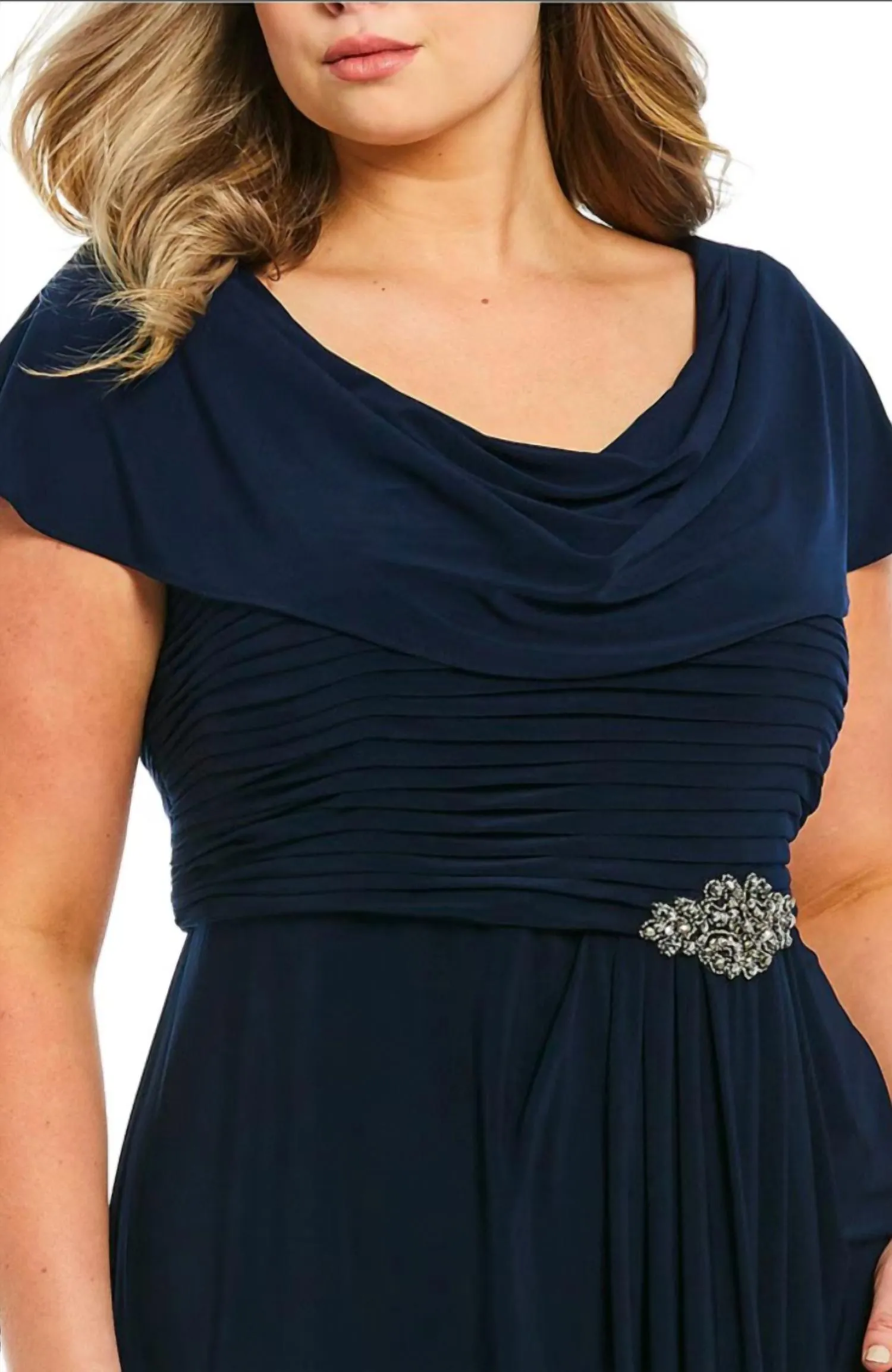 Alex Evenings - Pleated Embellished Side Detail Long Gown