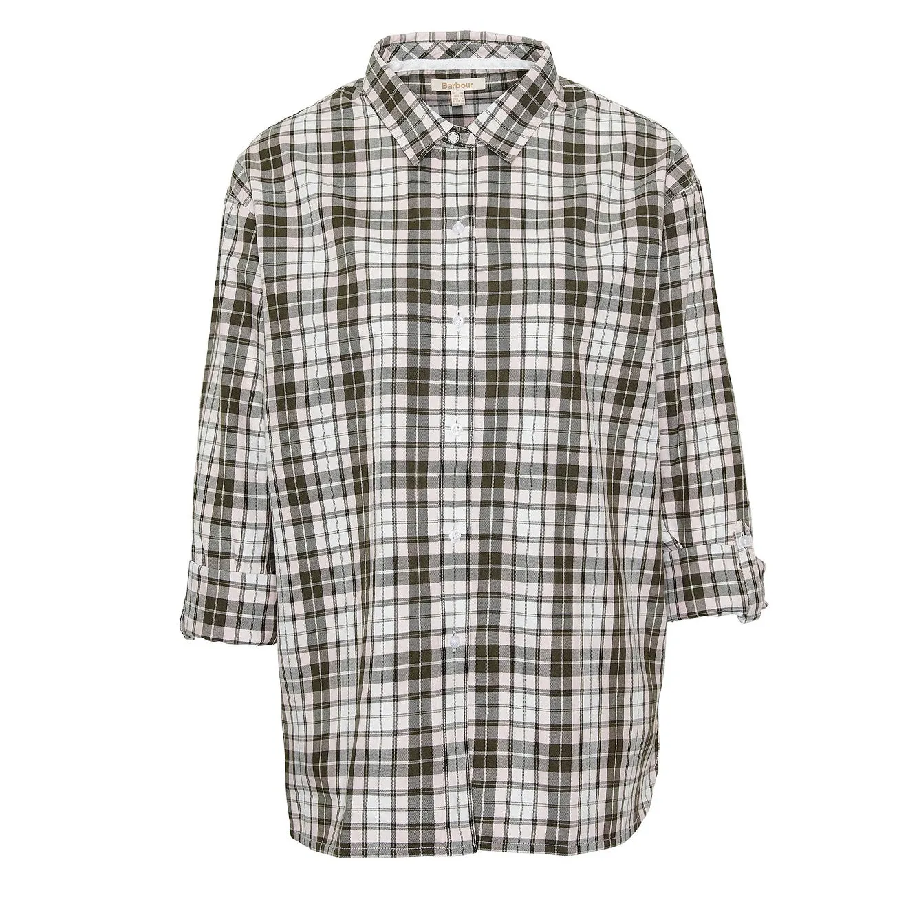 Barbour Womens Angelonia Oversized Shirt Olive Check