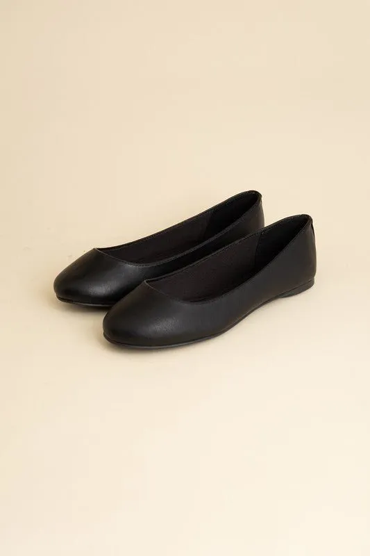Black Round Toe Ballerina Flats
