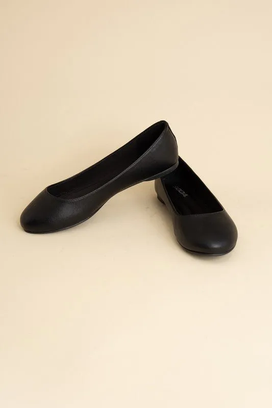 Black Round Toe Ballerina Flats