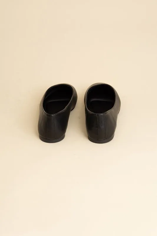 Black Round Toe Ballerina Flats