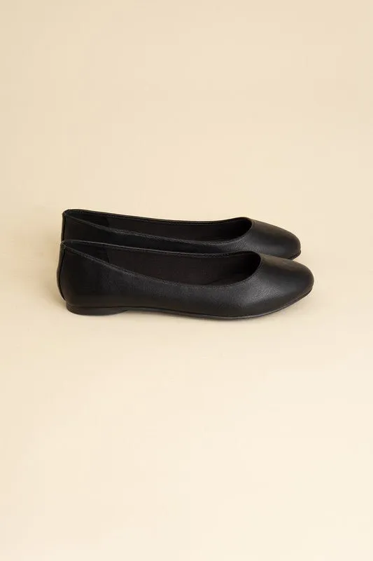 Black Round Toe Ballerina Flats