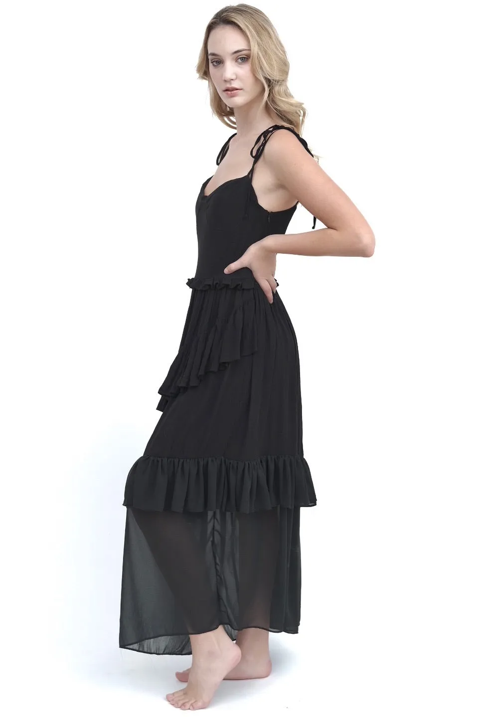 Black Tiered Ruffle Dress