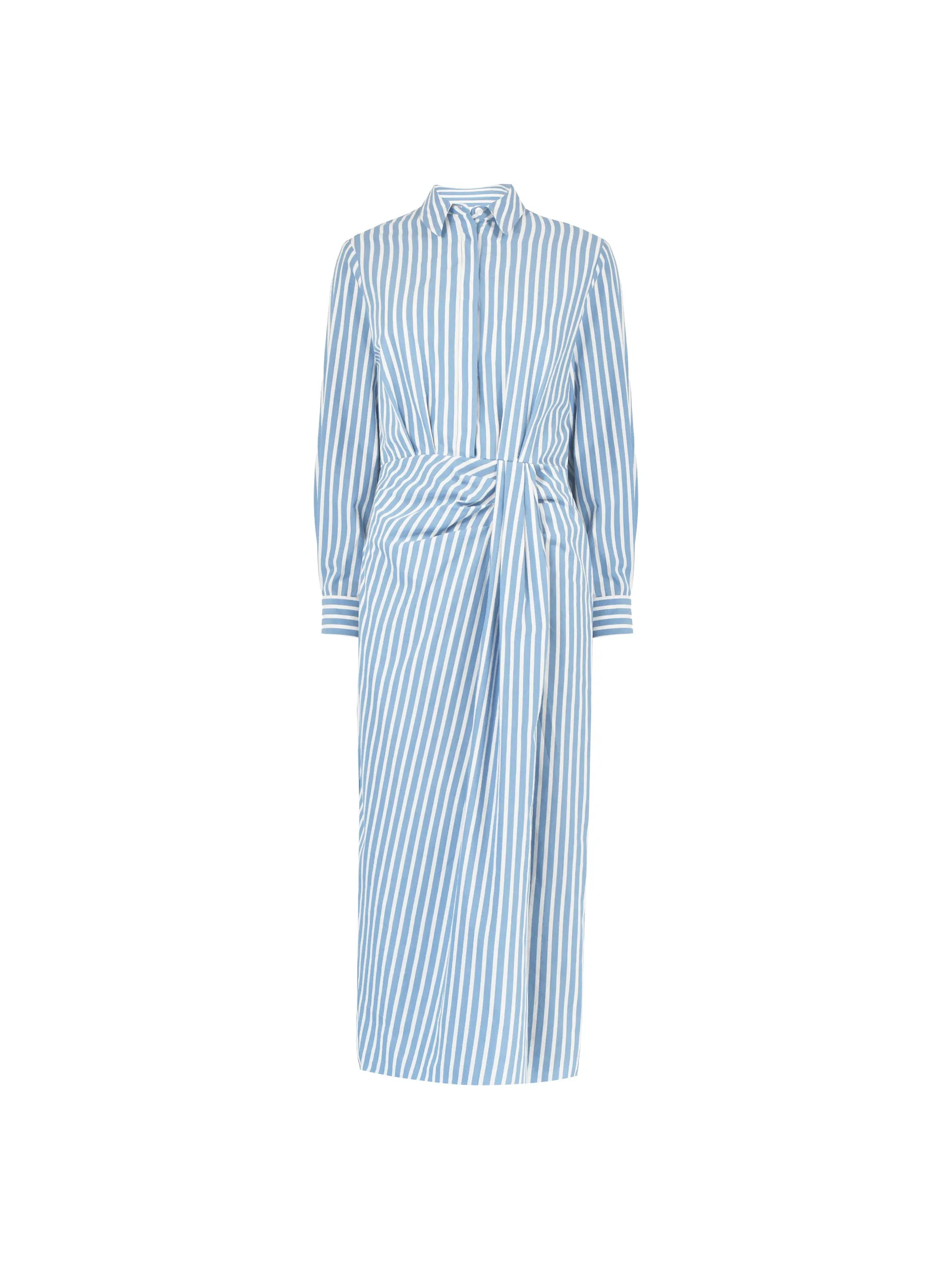 Blue Stripe Wrap Shirt Dress