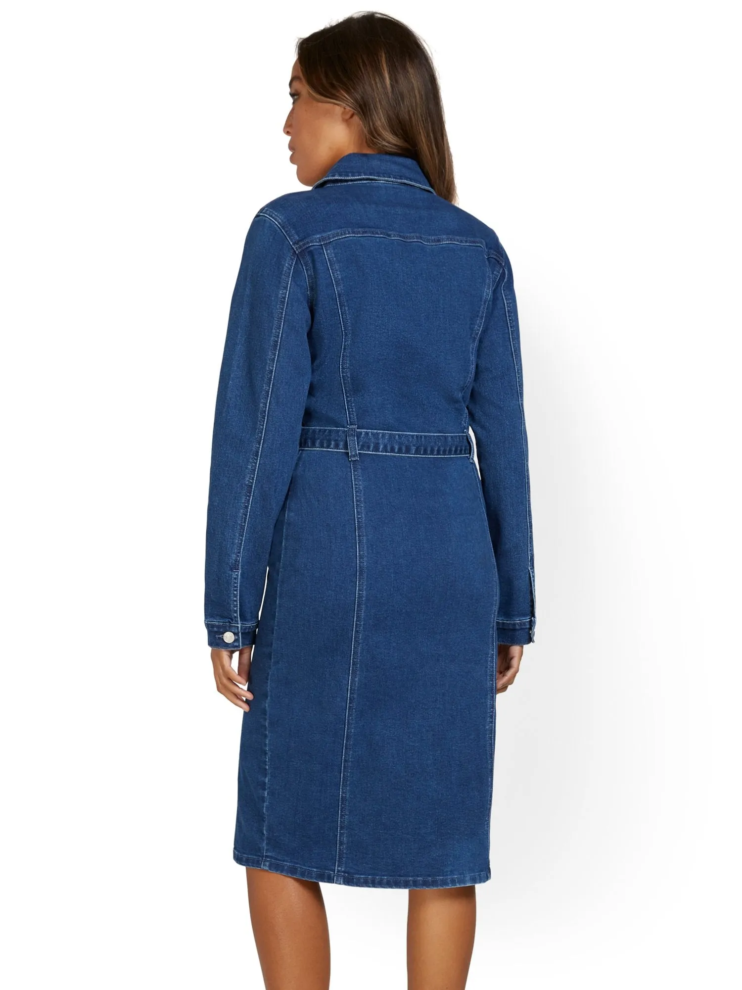Button-Down Denim Dress - Medium Wash