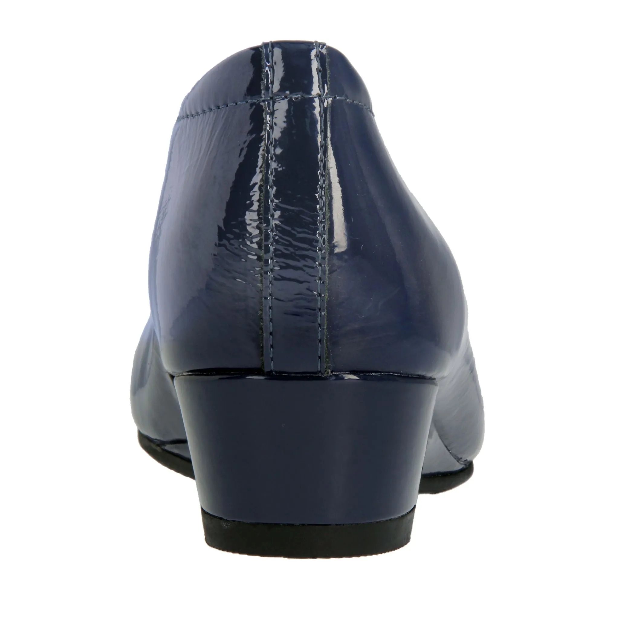 Caratti Navy Leather Wedged Heels (Short, with Buckle)