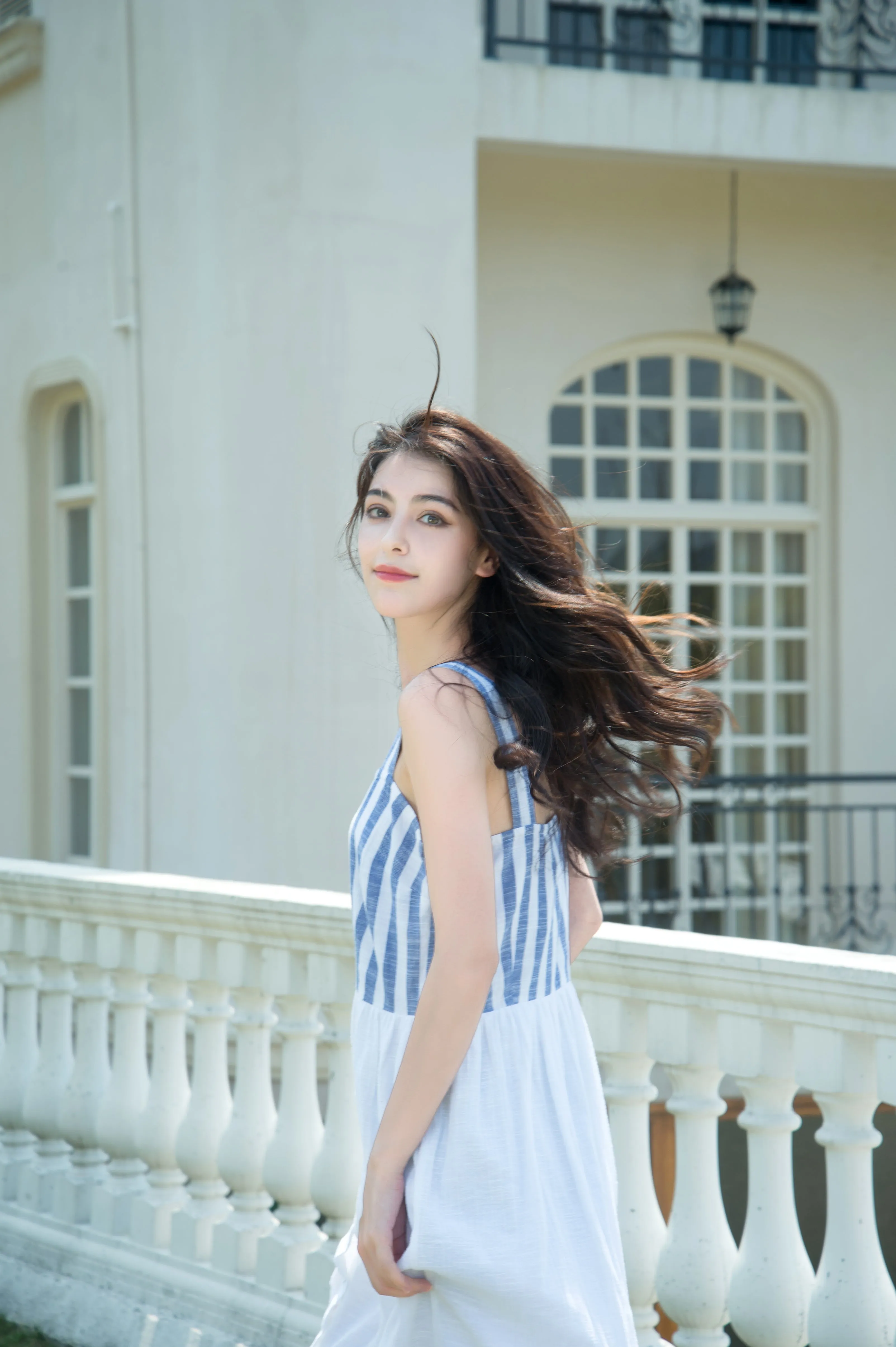 Cotton Blue Striped Sleeveless Dress by Kaja Clothing - Una Dress