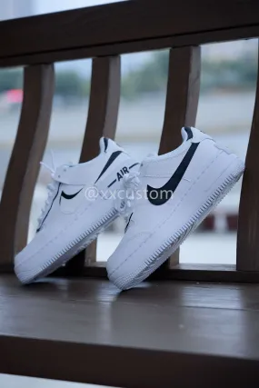 Custom Air Force 1 Slanted  Black White Swoosh