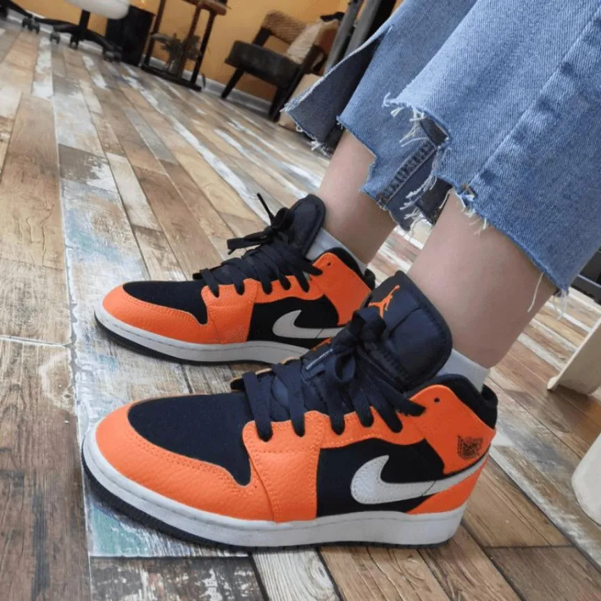 Custom Air Jordan 1 Black Orange Sneakers