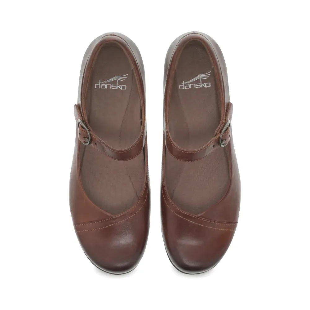 Dansko Women's Fawna Leather Mary Jane in Chestnut