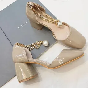 Elegant Pearl Metal Interlock Ankle Chain