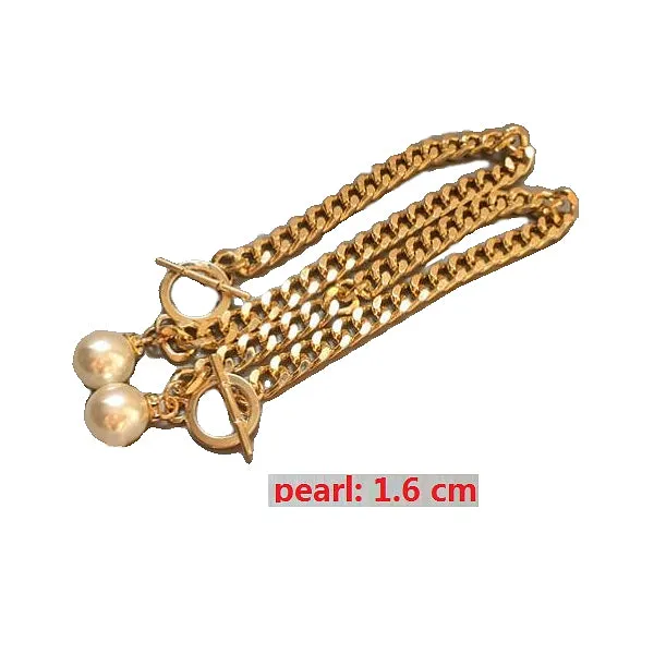 Elegant Pearl Metal Interlock Ankle Chain