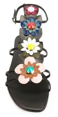 Floral Embellished Sandals-Black or White