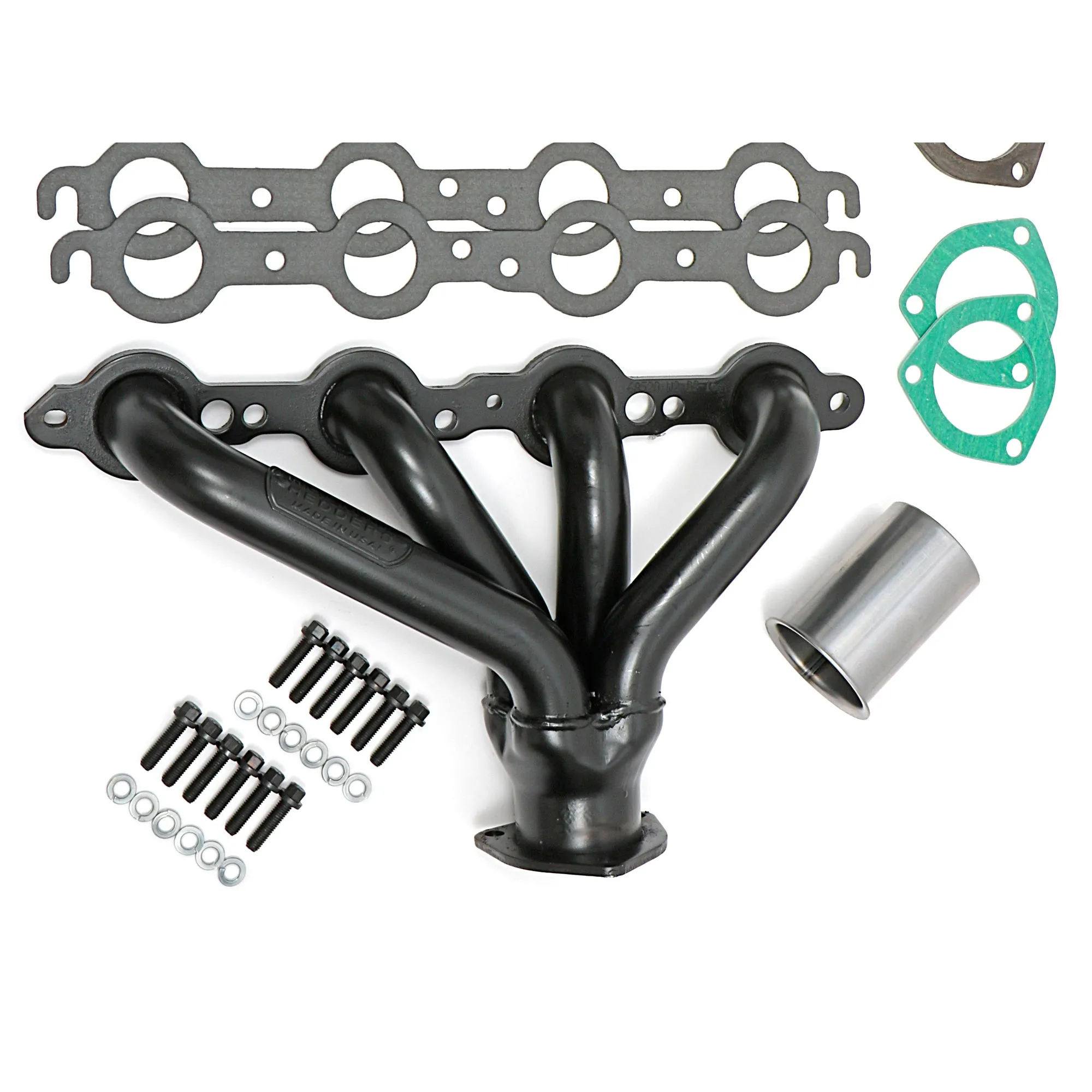 Hedman Hedders Block Hugger Headers - 1.5 in Primary - 2.5 in Collector - Black Paint - GM LS-Series - Street Rod 1923-49 - Pair