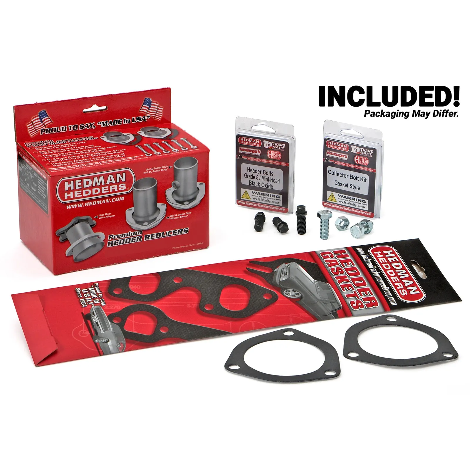 Hedman Hedders Block Hugger Headers - 1.5 in Primary - 2.5 in Collector - Black Paint - GM LS-Series - Street Rod 1923-49 - Pair