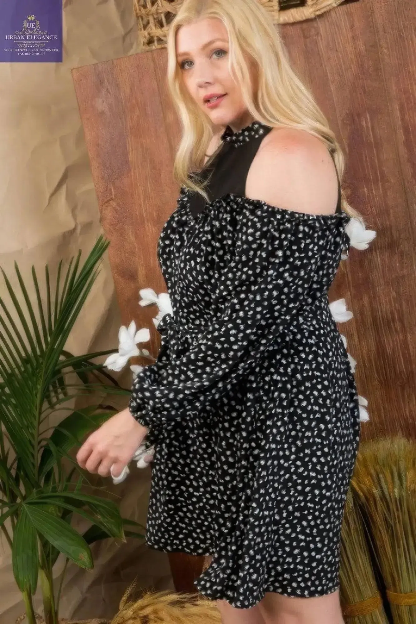 Leopard Printed Cold Shoulder Dress