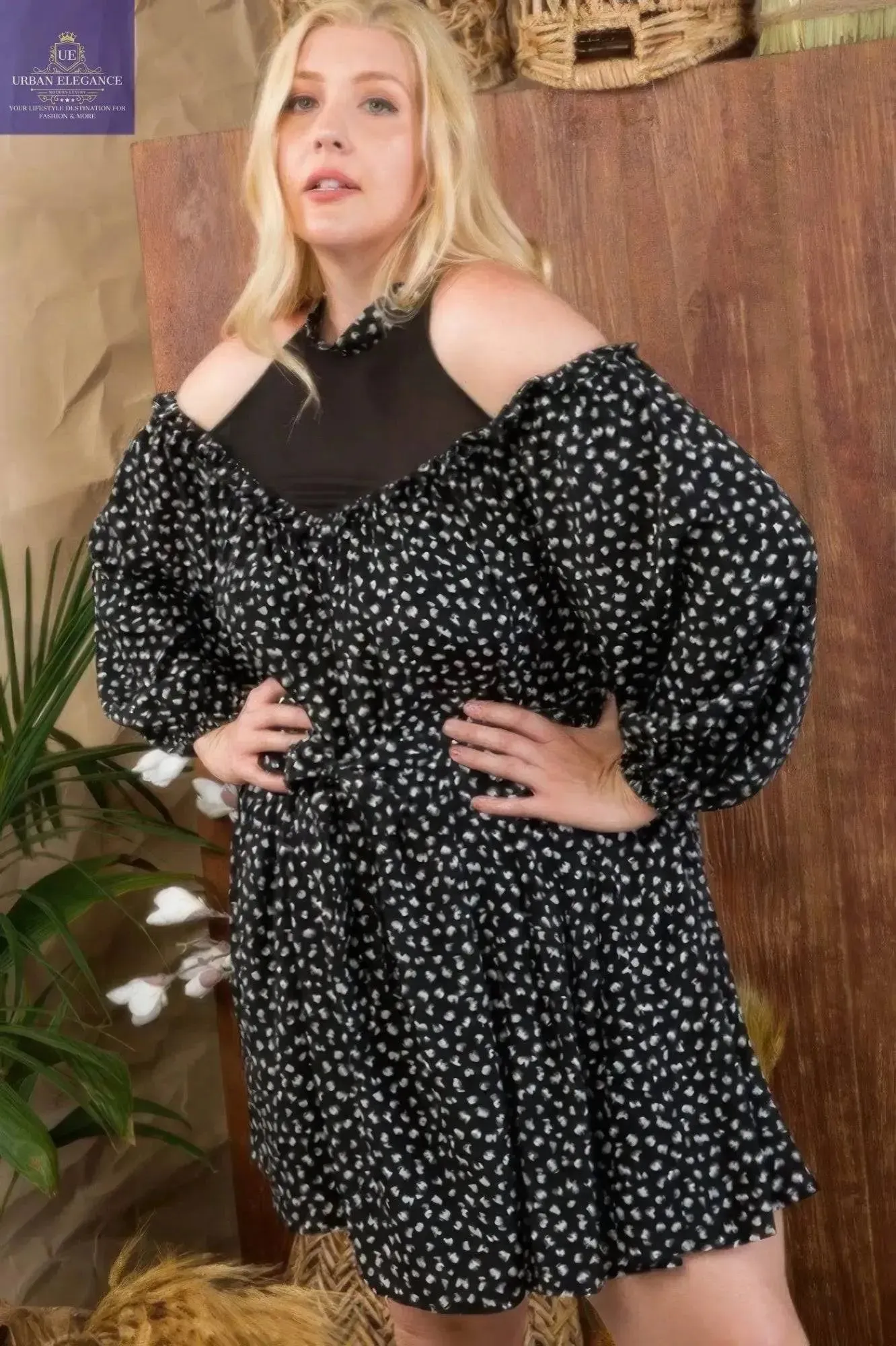 Leopard Printed Cold Shoulder Dress
