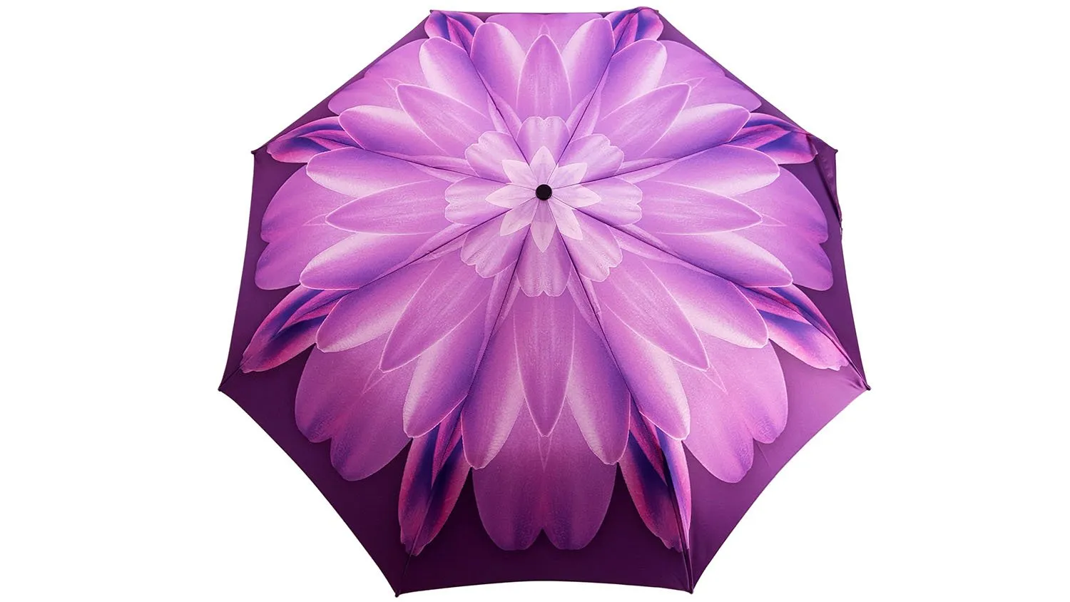 Lilac Flower Ladies Folding Umbrella with Silver-Plated Handle
