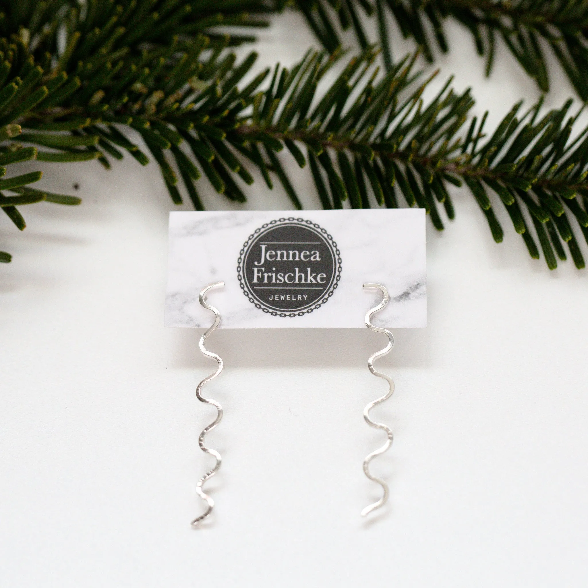 Long Squiggle Stud Earrings