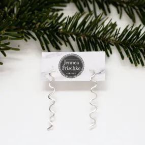 Long Squiggle Stud Earrings