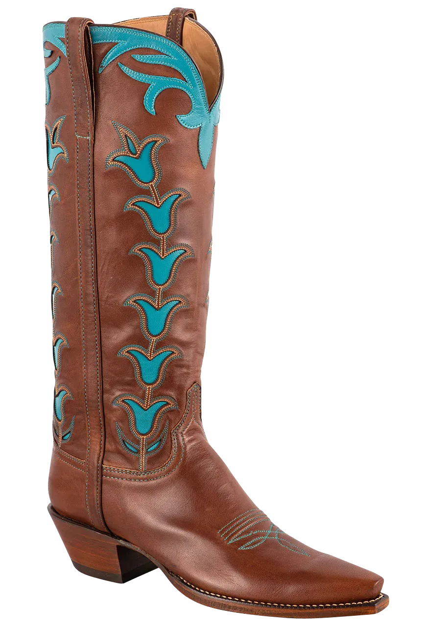 Lucchese Women's Tulip Cowgirl Boots - Chocolate