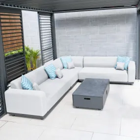 Luna Outdoor Fabric Corner Group Set with Coffee Table in Oyster Grey