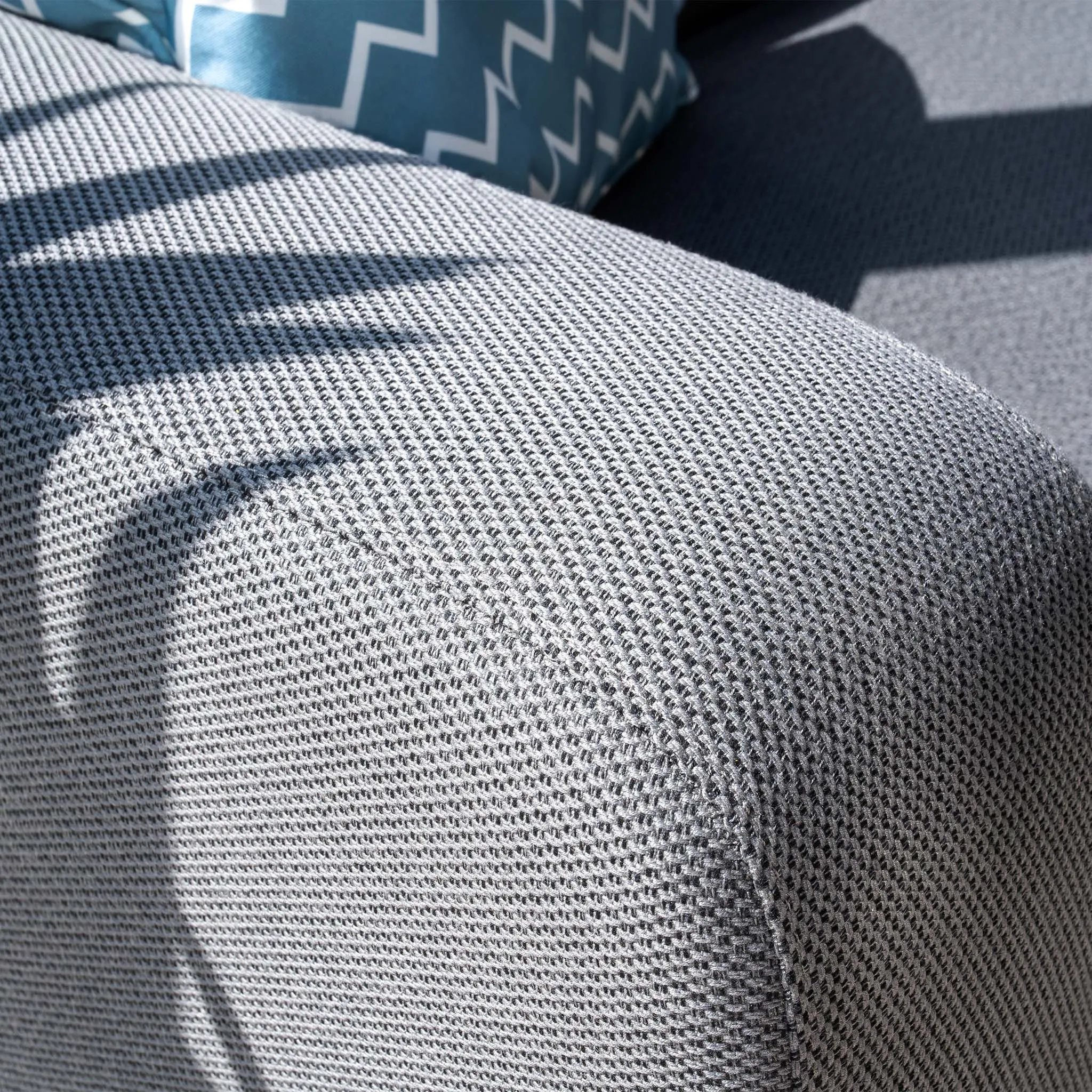 Luna Outdoor Fabric Corner Group Set with Firepit Coffee Table in Grey