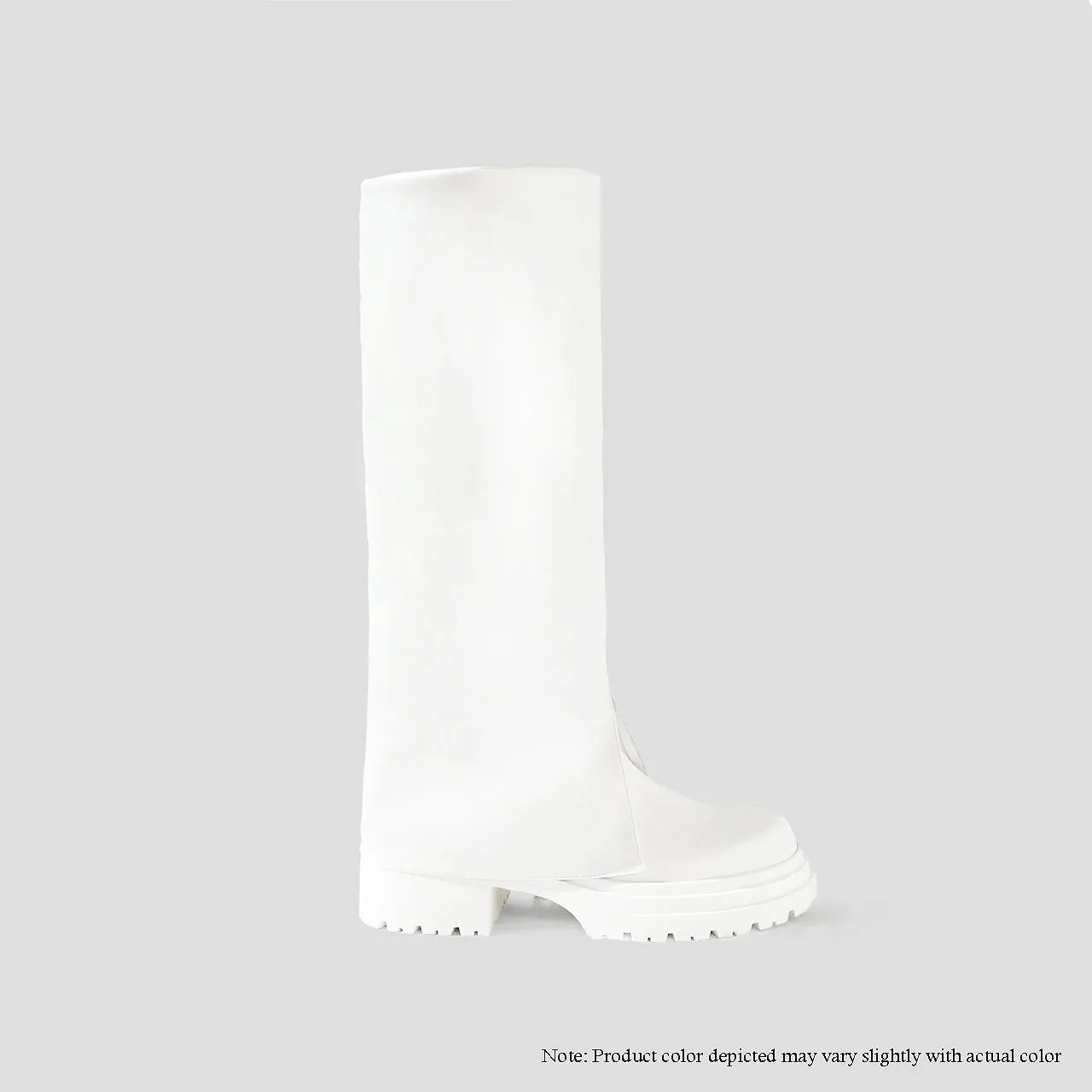MCCRAY-1 ZIPPER BOOTS W/ FOLD UPPER - WHITE