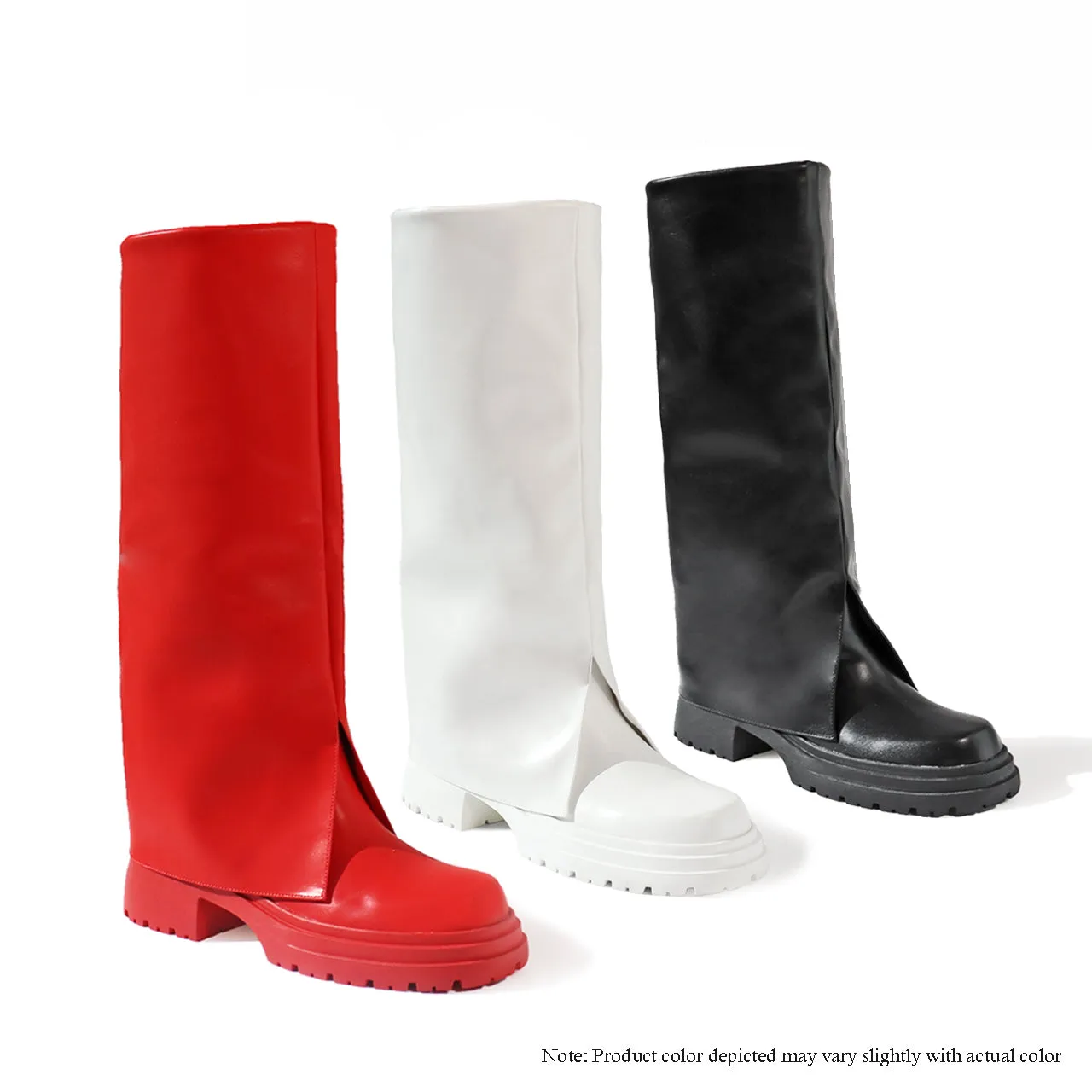 MCCRAY-1 ZIPPER BOOTS W/ FOLD UPPER - WHITE