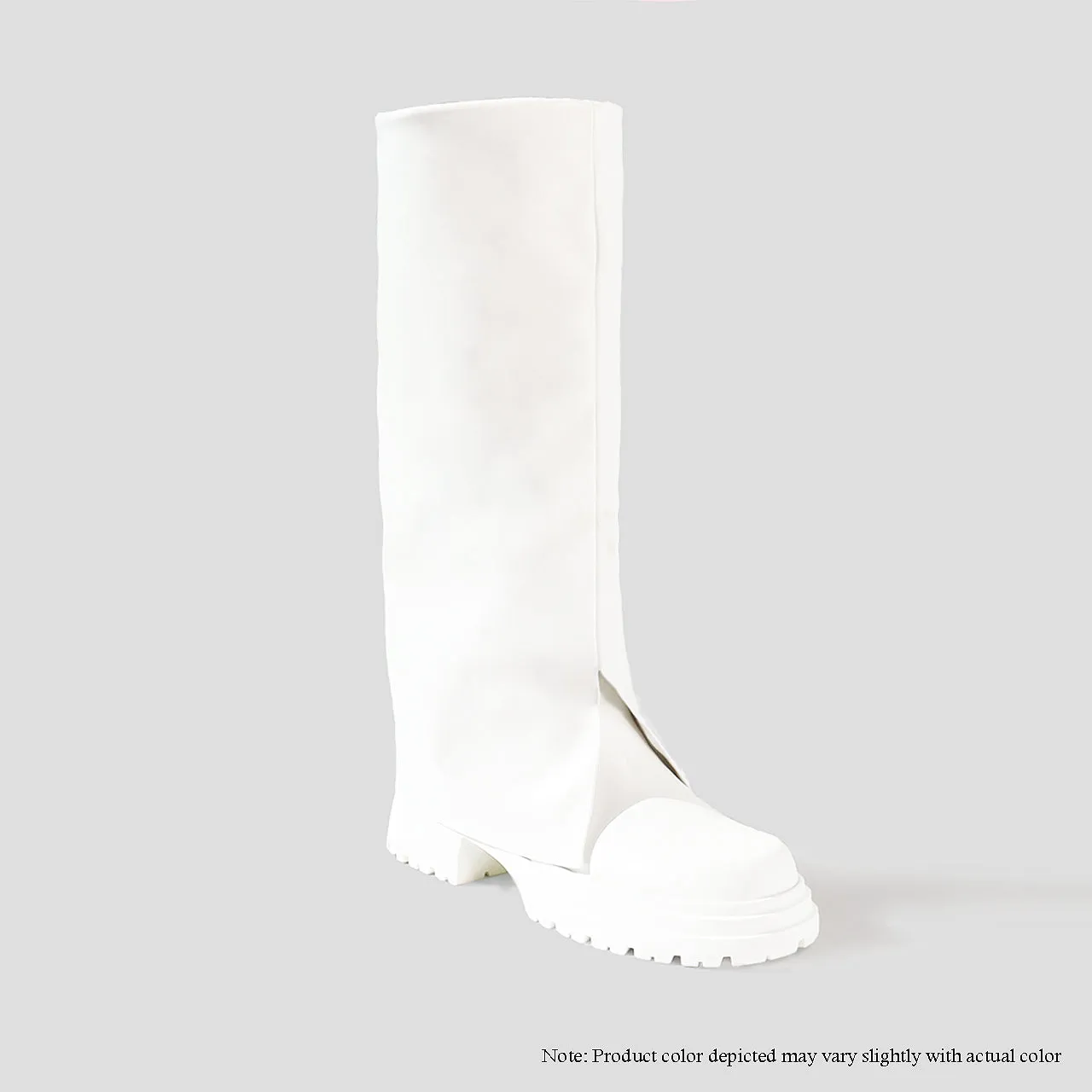 MCCRAY-1 ZIPPER BOOTS W/ FOLD UPPER - WHITE