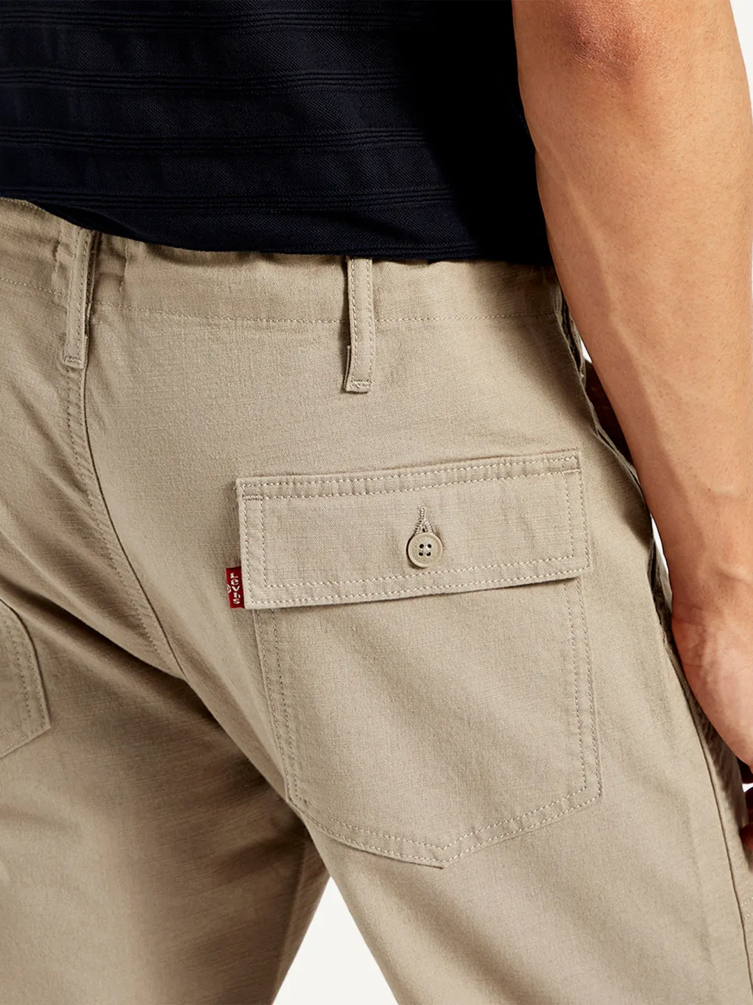 Men's Beige Slim Fit Trousers