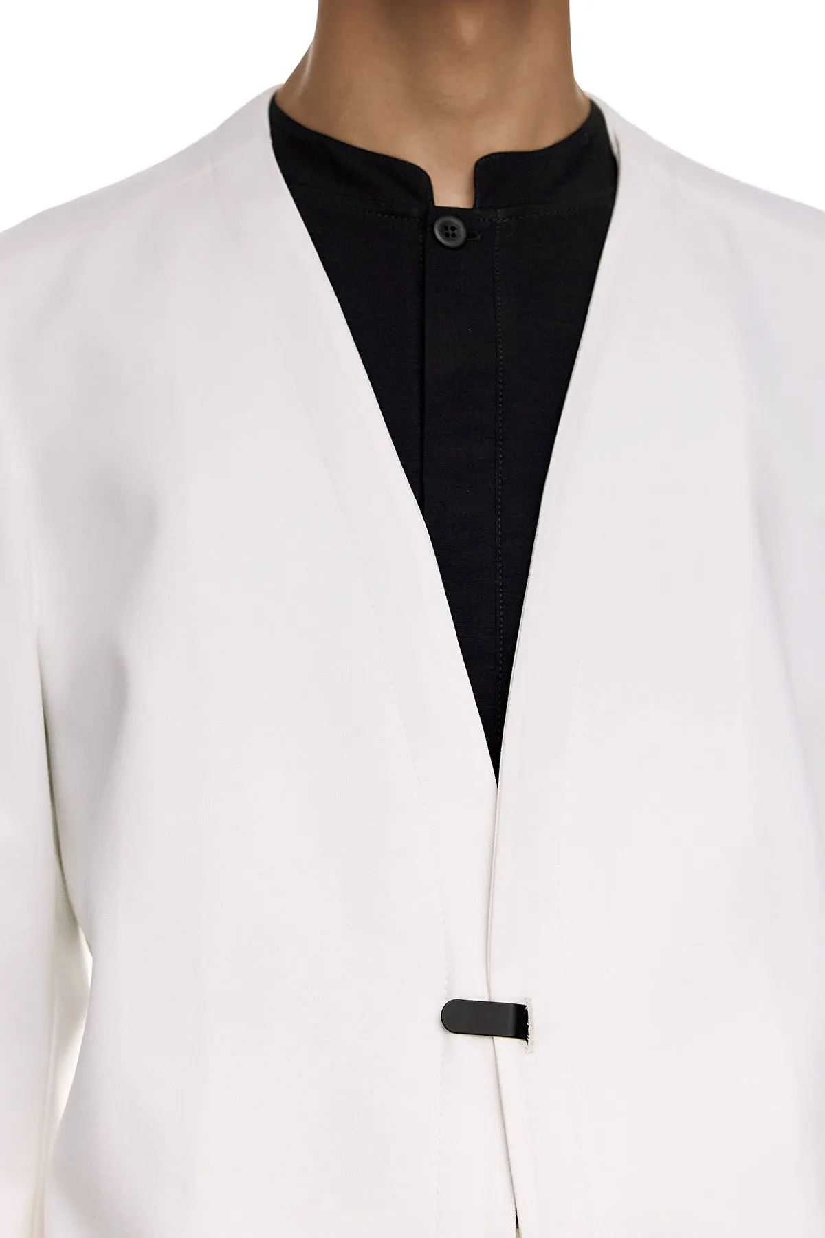 Minimal Black Button Blazer