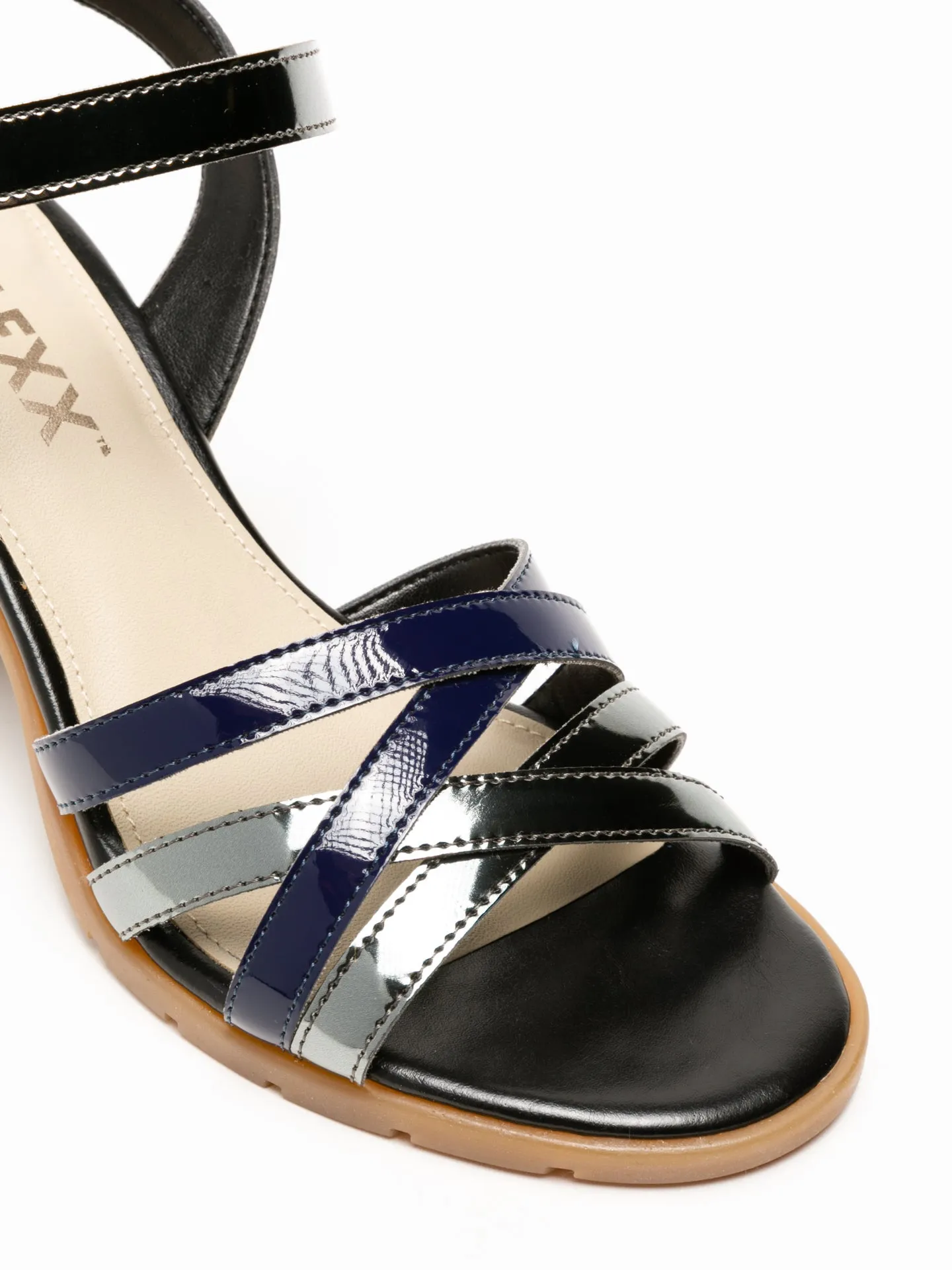 Navy and Silver Buckle Sandals