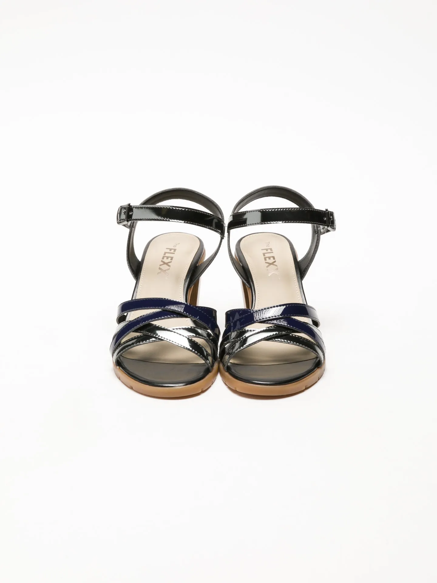 Navy and Silver Buckle Sandals