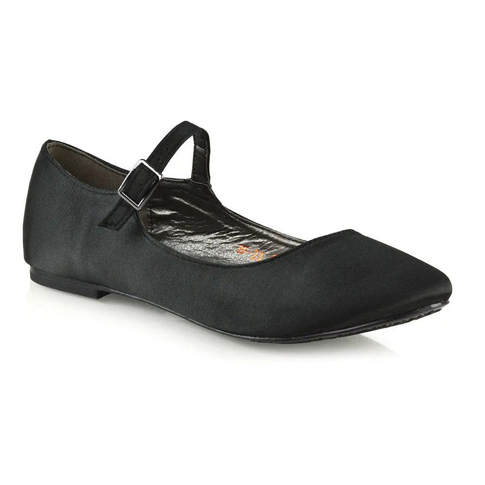 Nellie Ballerina Pump over the Foot Buckle up Strap Wedding Flat Bridal Shoes in Fuchsia Satin
