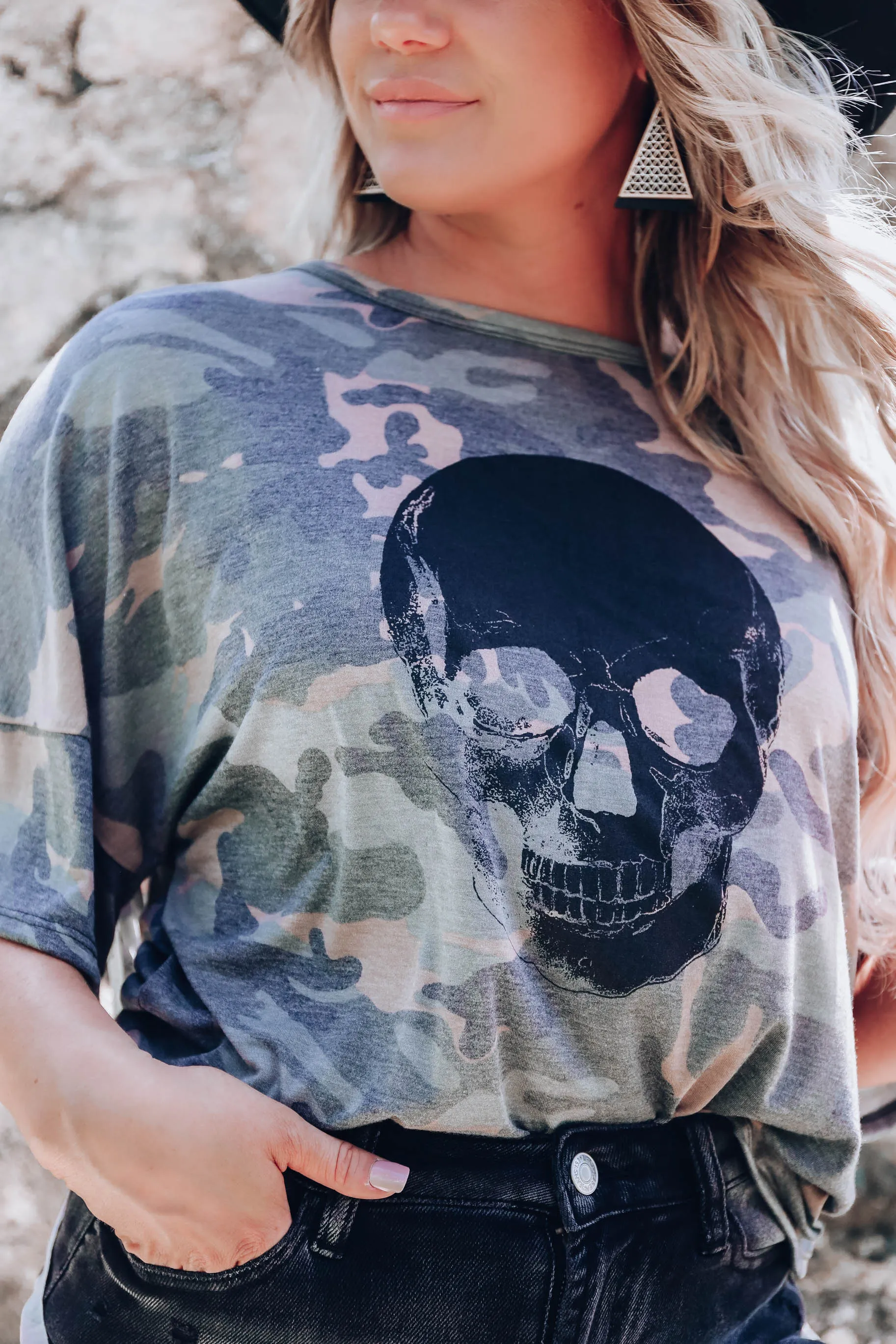 Never Enough Fringe Camo Top