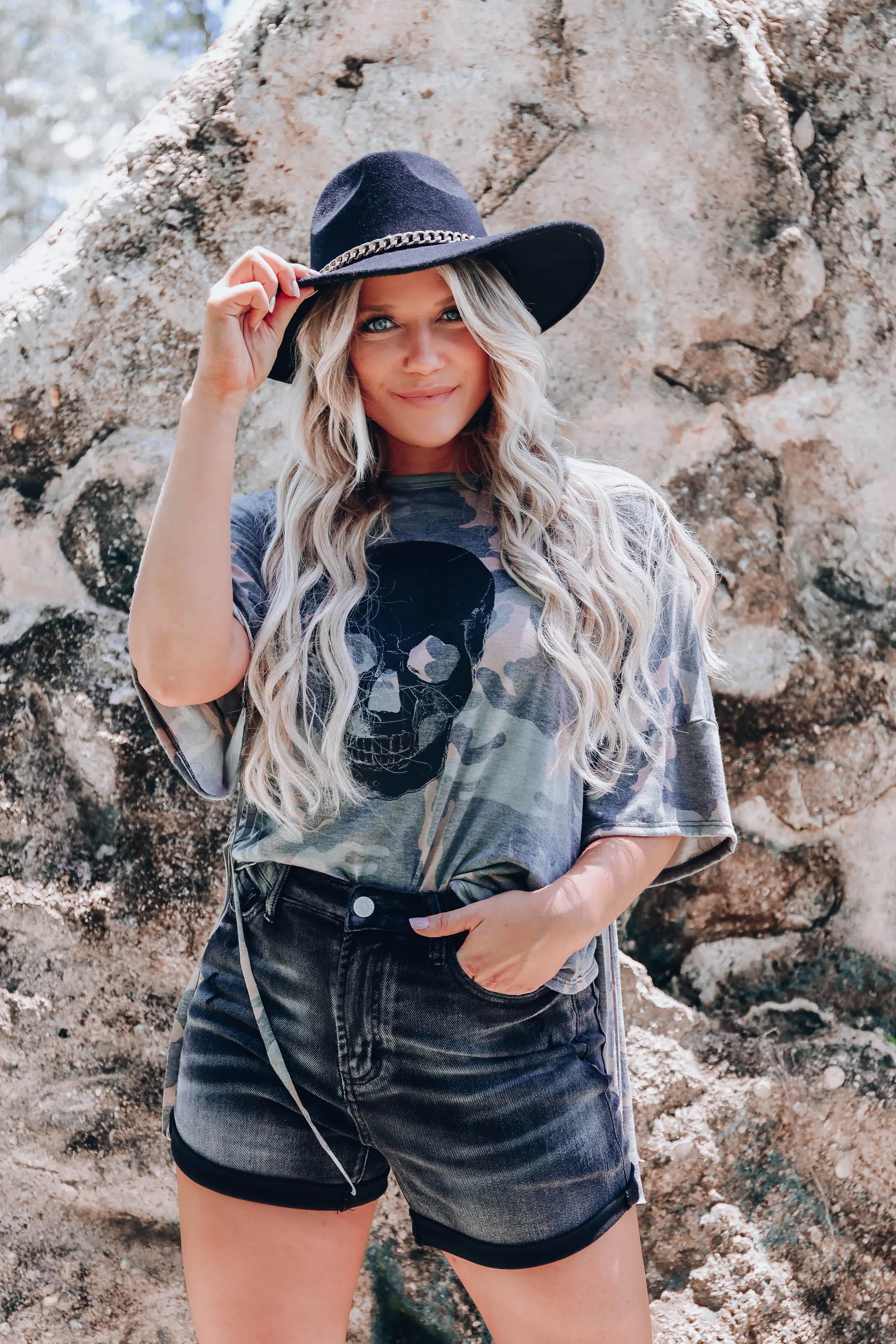 Never Enough Fringe Camo Top