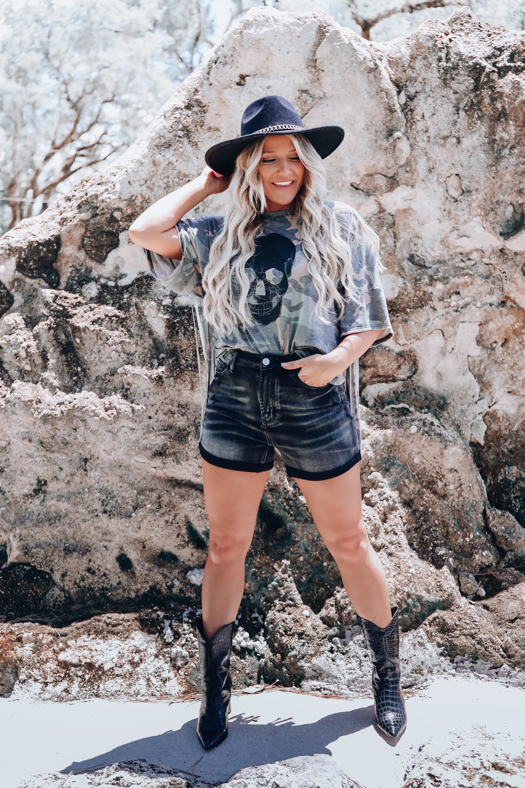 Never Enough Fringe Camo Top