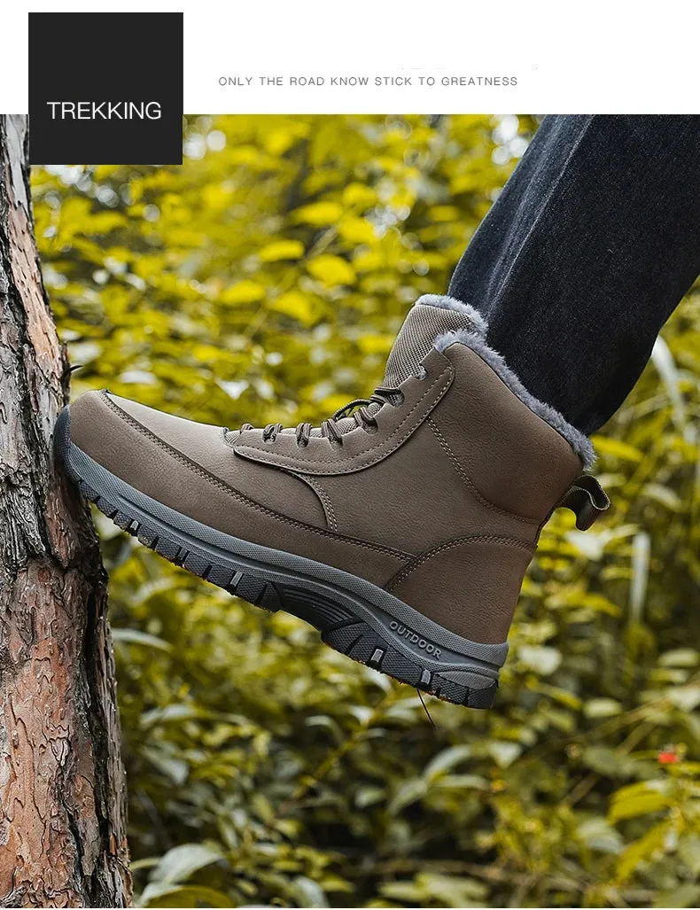NeW Men Winter Snow Boots For Waterproof Leather Sneakers Super