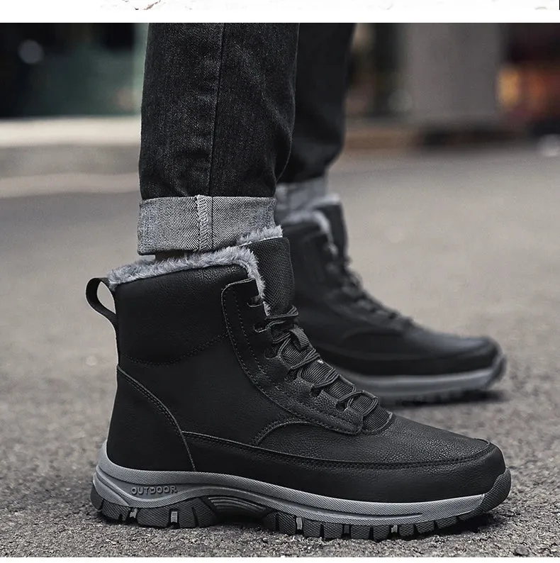 NeW Men Winter Snow Boots For Waterproof Leather Sneakers Super