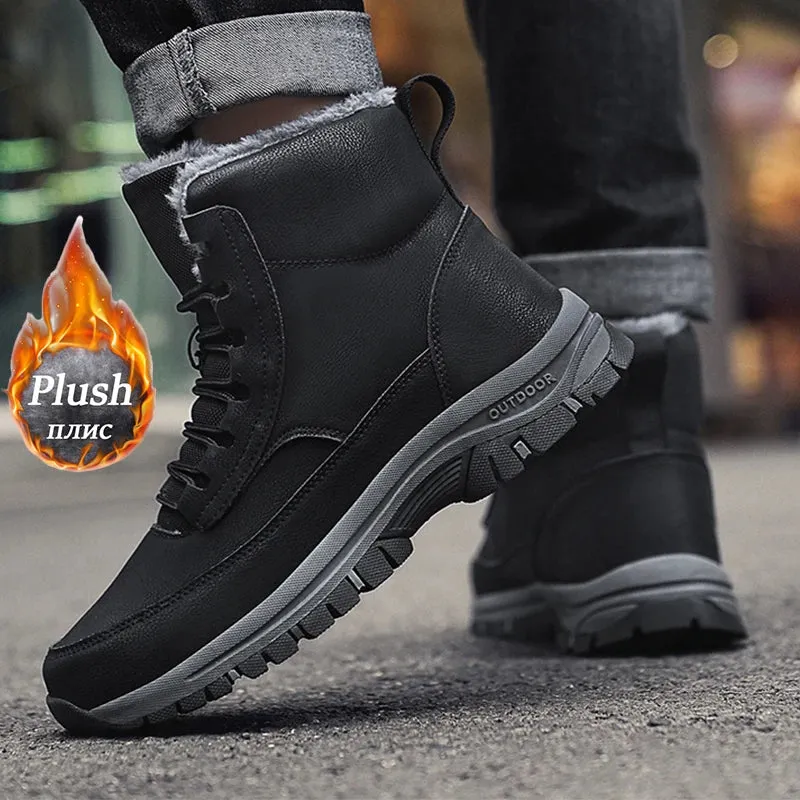 NeW Men Winter Snow Boots For Waterproof Leather Sneakers Super