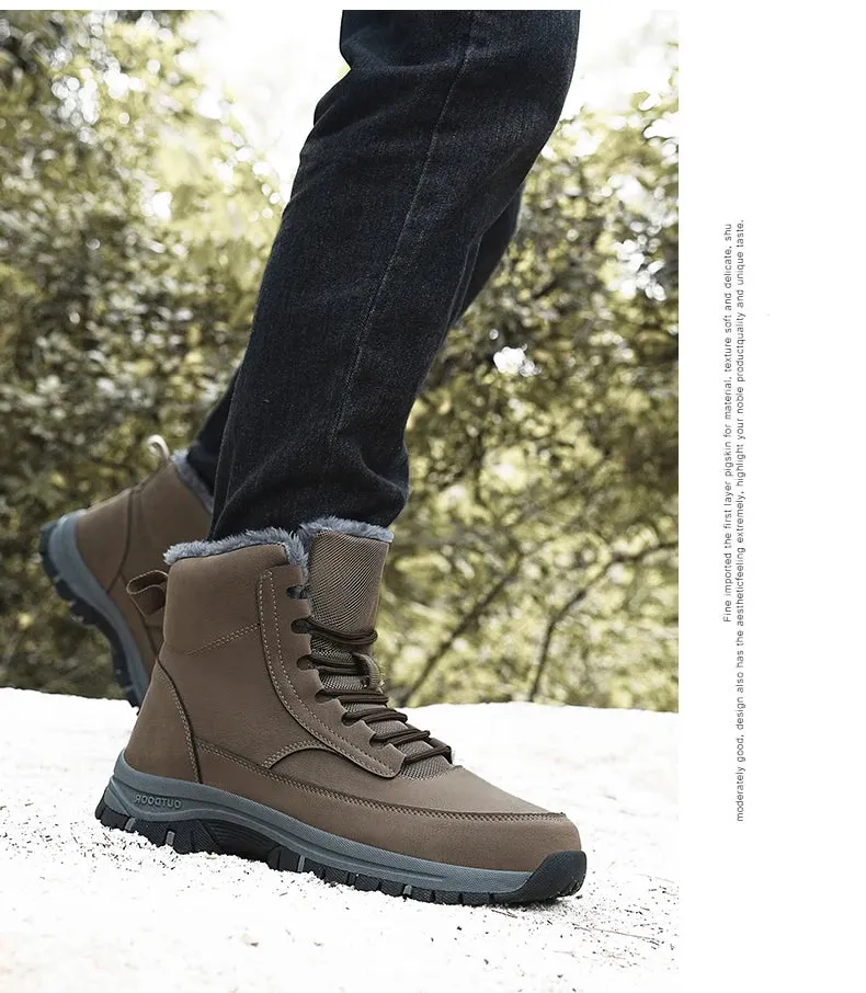 NeW Men Winter Snow Boots For Waterproof Leather Sneakers Super