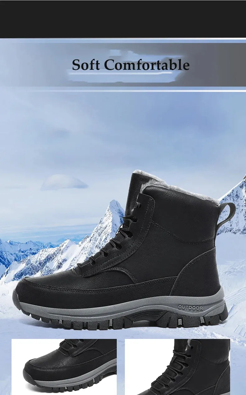 NeW Men Winter Snow Boots For Waterproof Leather Sneakers Super