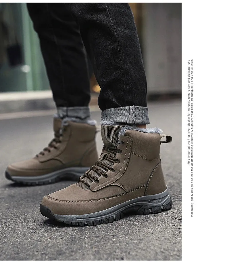 NeW Men Winter Snow Boots For Waterproof Leather Sneakers Super